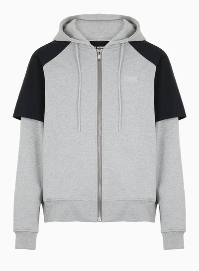 FULL ZIP DOUBLE LAYER HOODIE