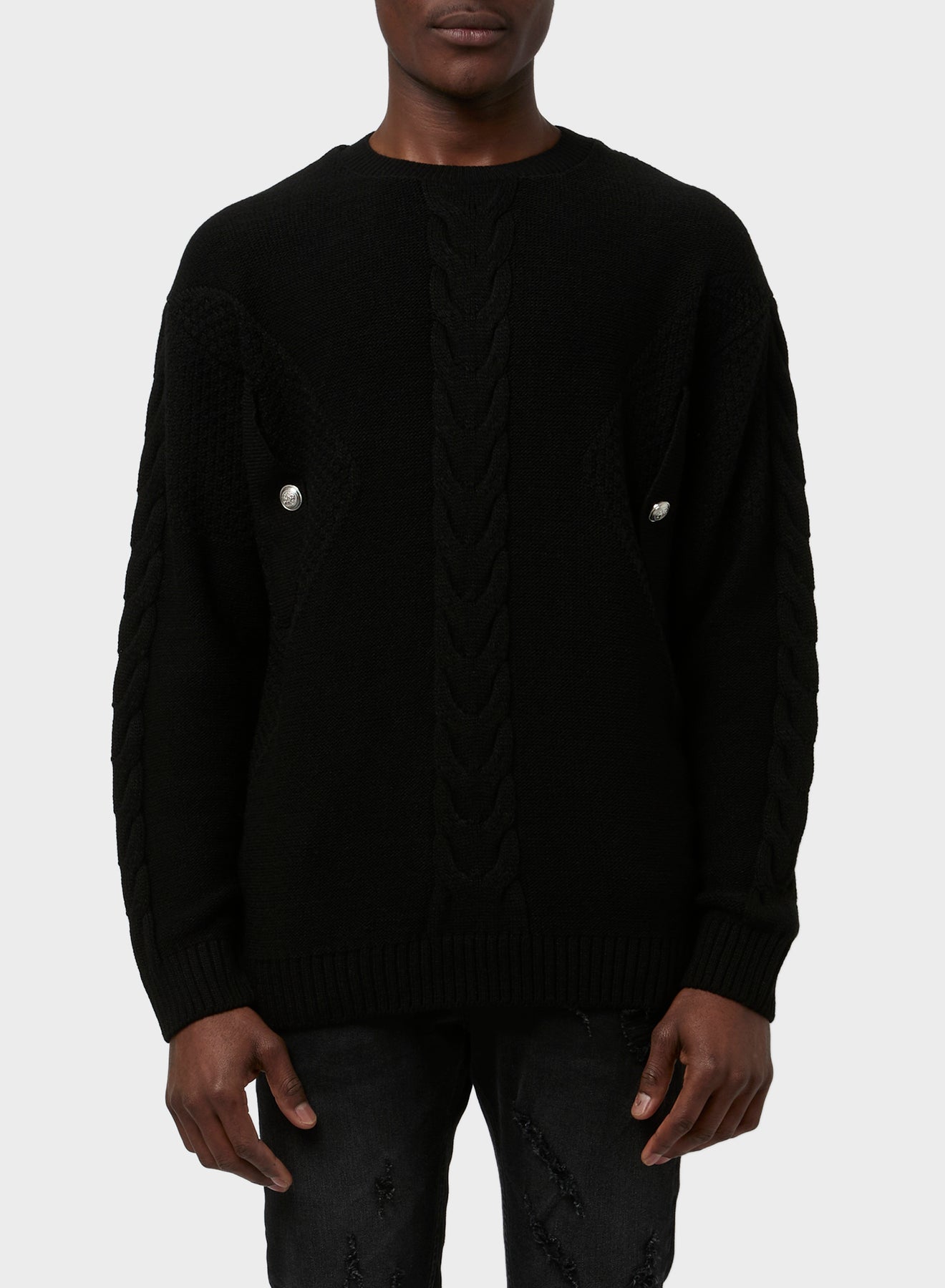 WOVEN SWEATER WITH OBLIQUE FLAPS