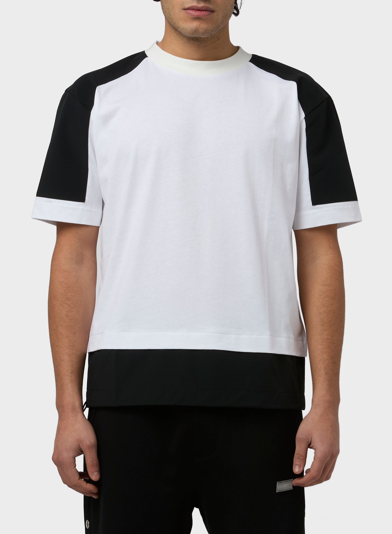 ROUND NECK NYLON DOUBLE LYERING T-SHIRT