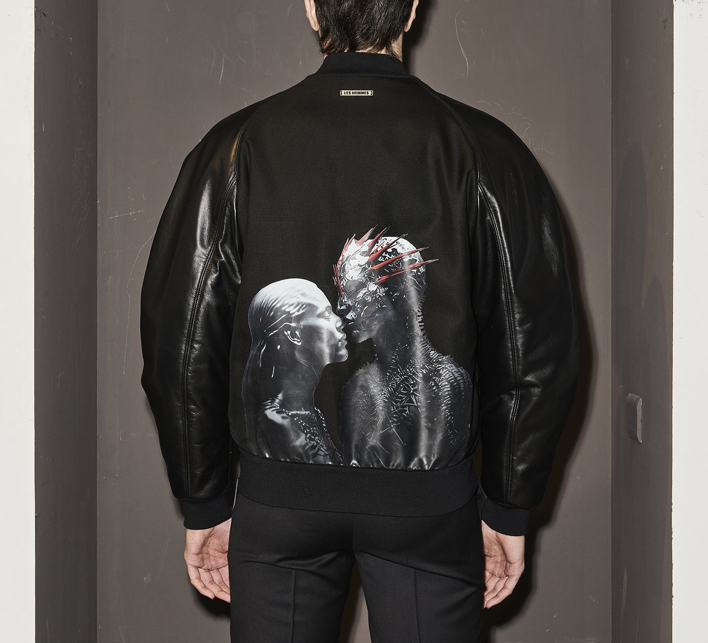 LHB2524009  Cordura nylon and Leather Bomber