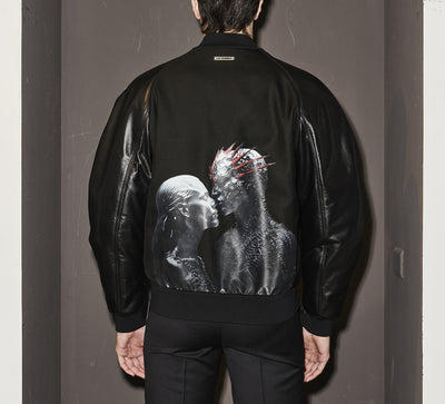 LHB2524009  Cordura nylon and Leather Bomber