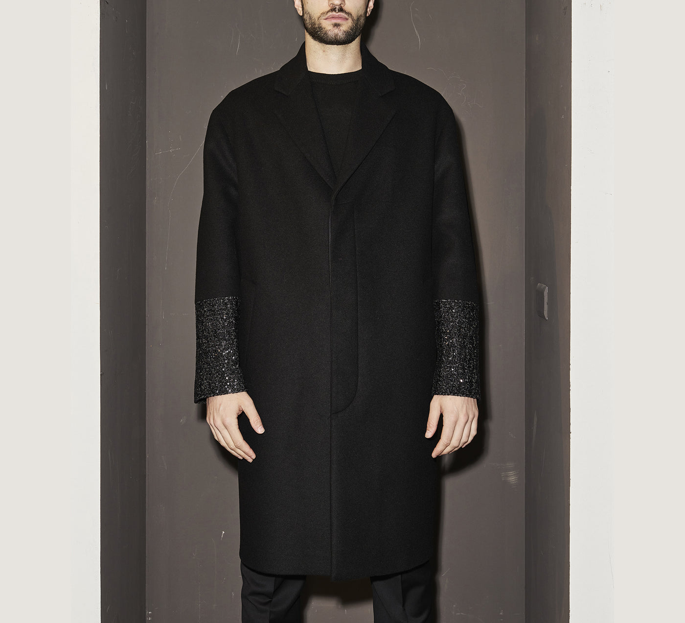 LHB2524007  Wool Coat Paillettes culf